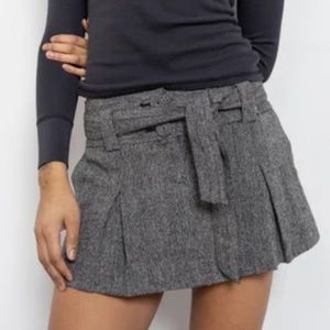 Vintage Pleated Wool Blend Gray Tweed Mini Skirt 8